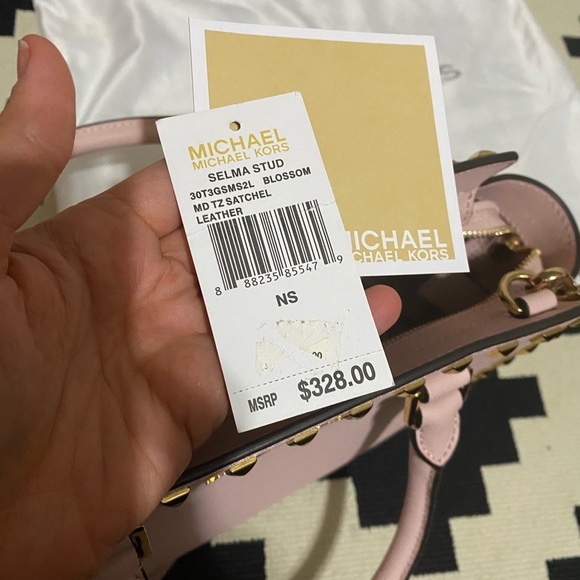 Michael Kors Medium Selma Pink Blossom Studded Handbag - Picture 2 of 7